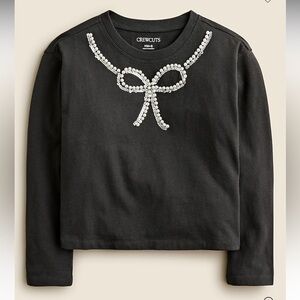 Crewcuts Black Long Sleeve Tee with Silver Bow Accent